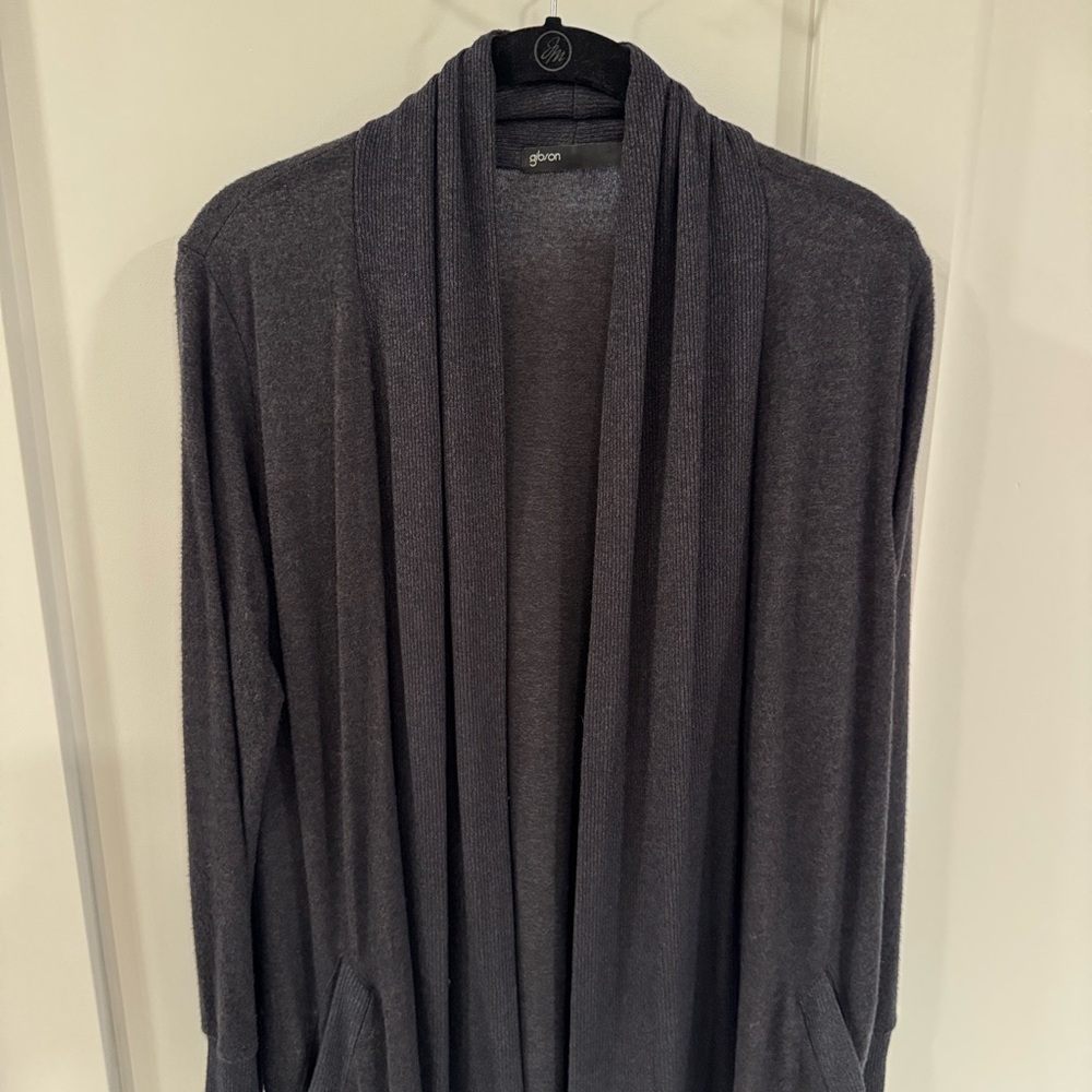 Gibson Women's Charcoal Gray Open Front Cardigan